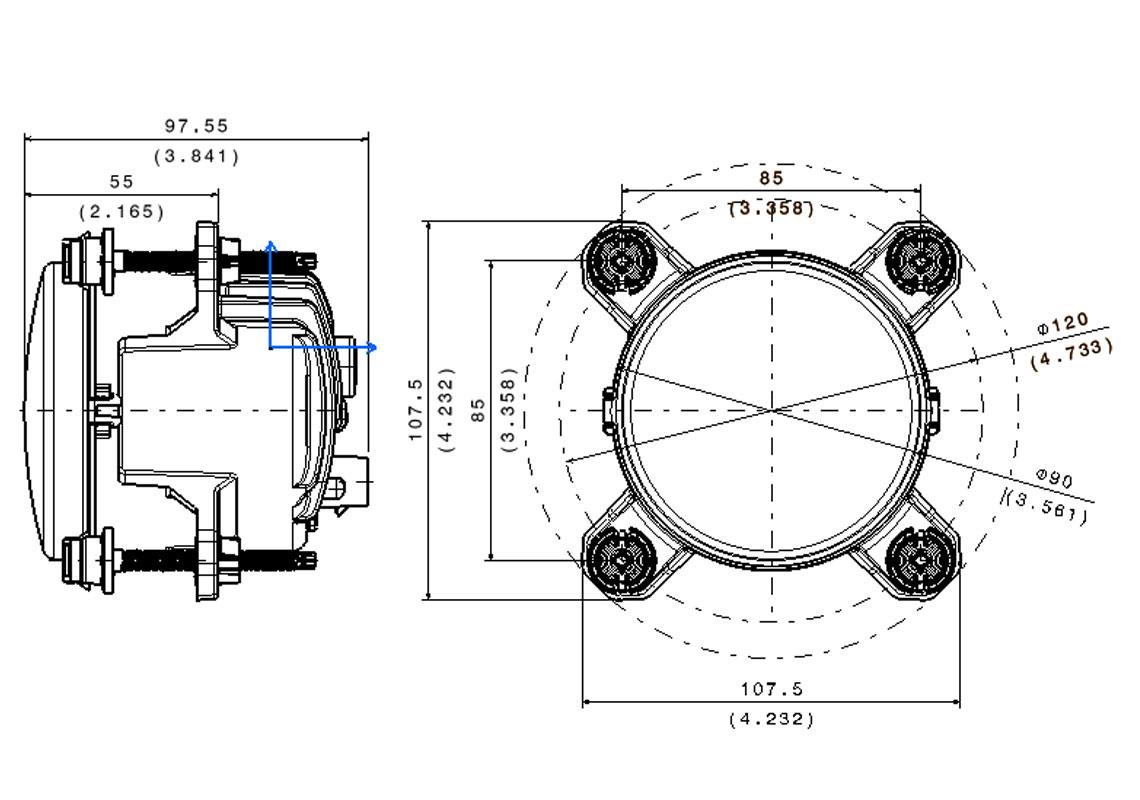 90mm LED-Frontmodul | Abblend- und Fernlichtscheinwerfer